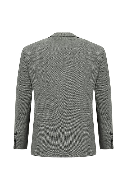 Açık Füme 4 Drop Relaxed Fit Rahat Kesim Desenli Yünlü Ceket