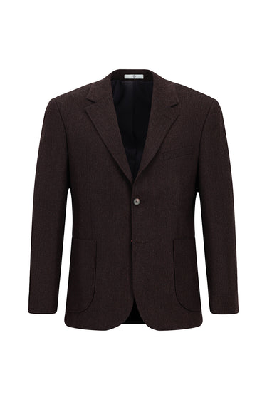  Koyu Bordo Relaxed Fit Rahat Kesim Desenli Yünlü Ceket