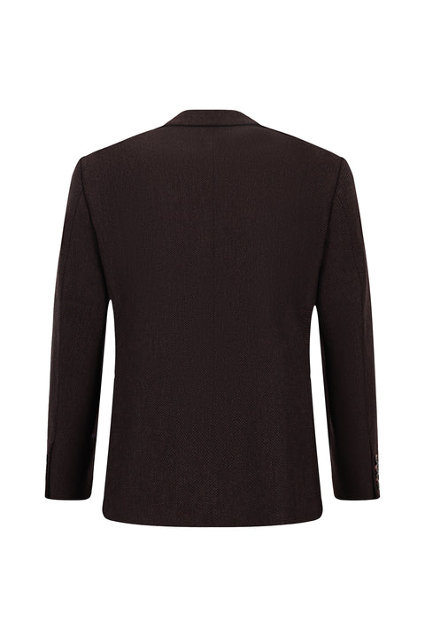 Koyu Bordo 4 Drop Relaxed Fit Rahat Kesim Desenli Yünlü Ceket