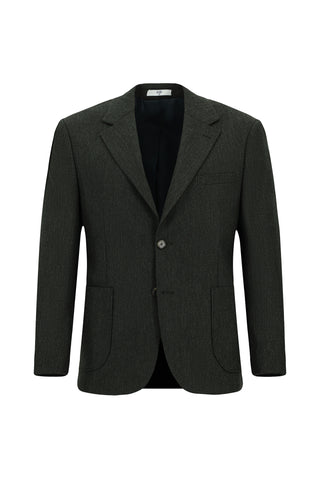  Koyu Yeşil Relaxed Fit Rahat Kesim Desenli Yünlü Ceket