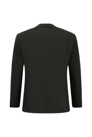  Koyu Yeşil Relaxed Fit Rahat Kesim Desenli Yünlü Ceket