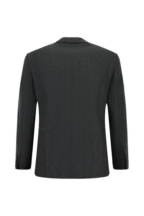 Koyu Antrasit 4 Drop Relaxed Fit Rahat Kesim Desenli Yünlü Ceket