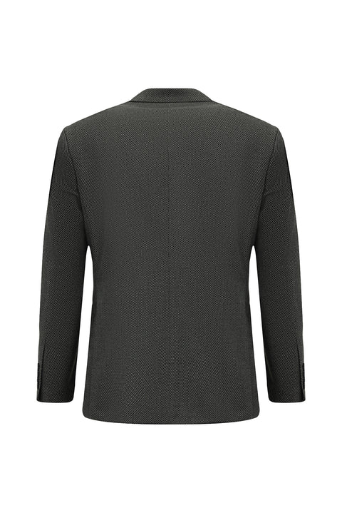 Koyu Füme 6 Drop Regular Fit Standart Kesim Desenli Likralı Kruvaze Ceket