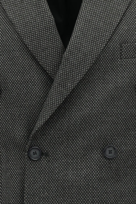 Koyu Füme 6 Drop Regular Fit Standart Kesim Desenli Likralı Kruvaze Ceket