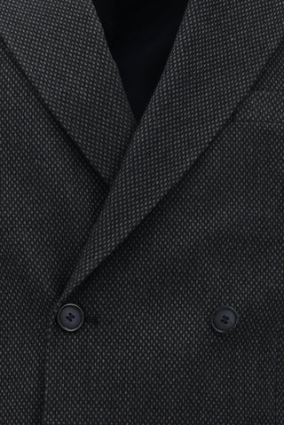  Koyu Lacivert Regular Fit Desenli Likralı Kruvaze Ceket