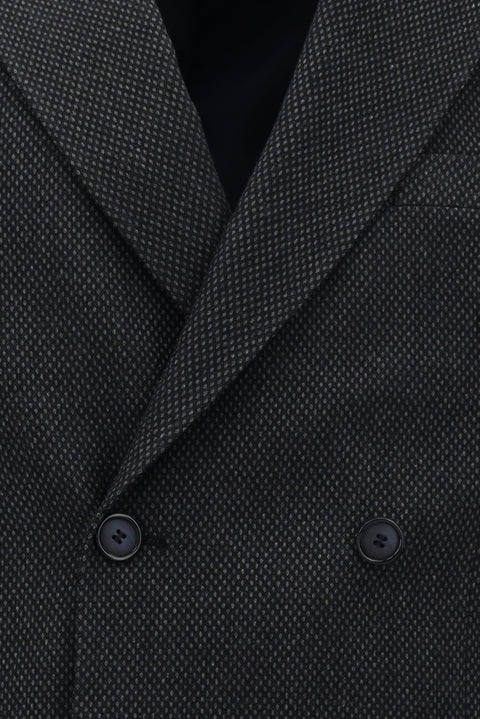 Koyu Lacivert 6 Drop Regular Fit Standart Kesim Desenli Likralı Kruvaze Ceket