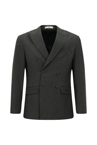  Koyu Antrasit Regular Fit Desenli Likralı Kruvaze Ceket