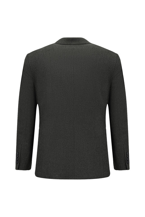 Koyu Antrasit 6 Drop Regular Fit Standart Kesim Desenli Likralı Kruvaze Ceket