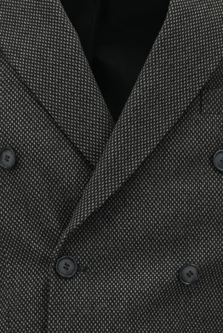  Koyu Antrasit Regular Fit Desenli Likralı Kruvaze Ceket