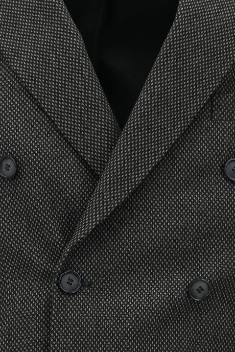 Koyu Antrasit 6 Drop Regular Fit Standart Kesim Desenli Likralı Kruvaze Ceket