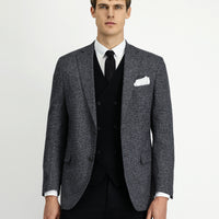 Açık Antrasit 7 Drop Slim Fit Dar Kesim Desenli Klasik Ceket