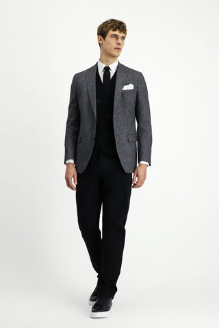  Açık Antrasit Slim Fit Dar Kesim Desenli Klasik Ceket