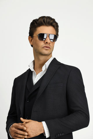  Siyah Regular Fit Likralı Klasik Desenli Ceket