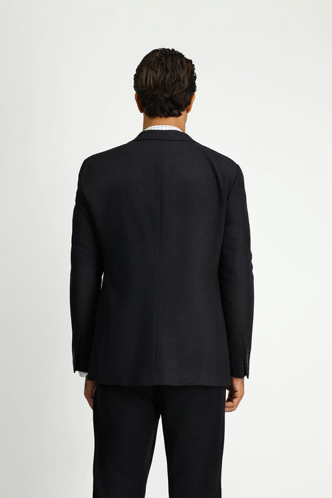 Siyah 6 Drop Regular Fit Standart Kesim Likralı Klasik Desenli Ceket