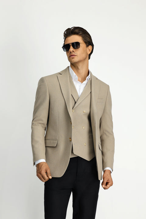 Orta Vizon 6 Drop Regular Fit Standart Kesim Likralı Klasik Desenli Ceket