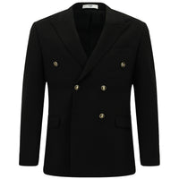 Black 6 Drop Regular Fit Standard Cut Patterned Double-Breasted Jacket