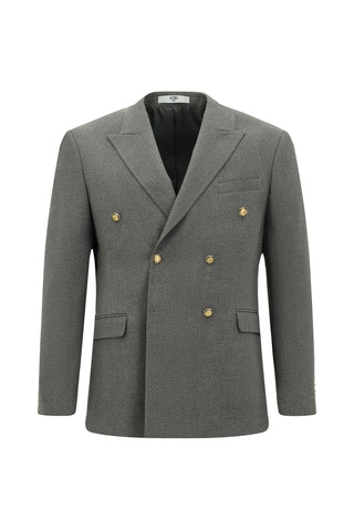  Orta Füme 6 Drop Regular Fit Standart Kesim Desenli Kruvaze Ceket