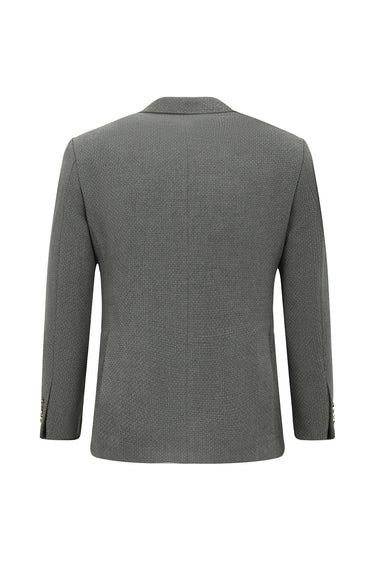  Orta Füme Slim Fit Dar Kesim Desenli Kruvaze Ceket