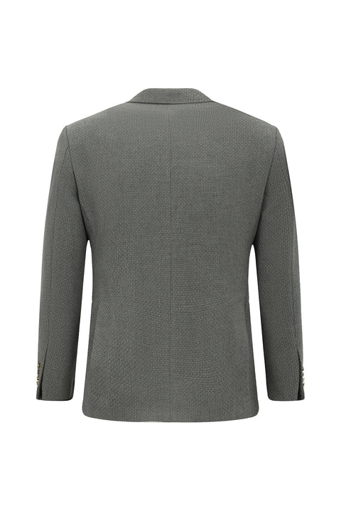 Orta Füme 7 Drop Slim Fit Dar Kesim Desenli Kruvaze Ceket