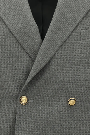  Orta Füme Slim Fit Dar Kesim Desenli Kruvaze Ceket
