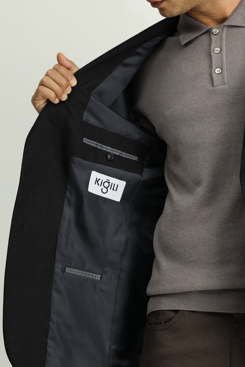 Marengo 4 Drop Relaxed Fit Rahat Kesim Likralı Klasik Desenli Ceket