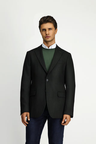  Koyu Yeşil 4 Drop Relaxed Fit Rahat Kesim Likralı Klasik Desenli Ceket