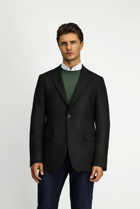 Koyu Yeşil 4 Drop Relaxed Fit Rahat Kesim Likralı Klasik Desenli Ceket