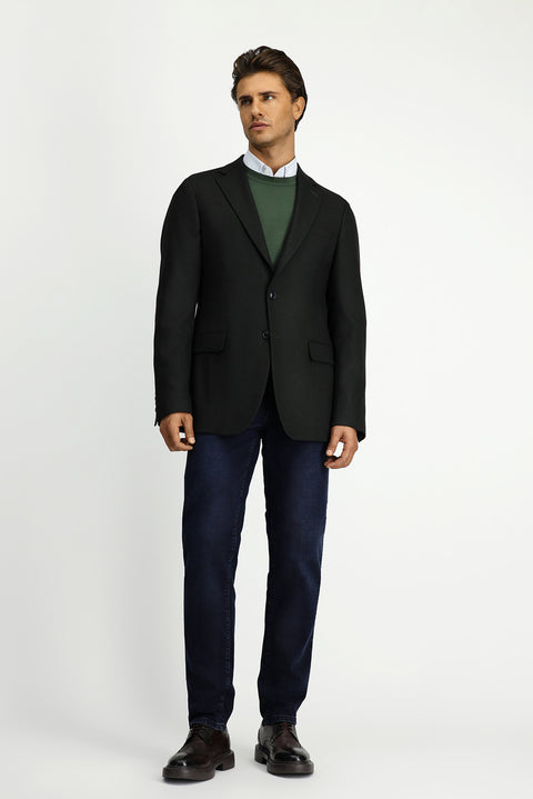 Koyu Yeşil 4 Drop Relaxed Fit Rahat Kesim Likralı Klasik Desenli Ceket