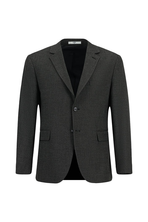 Koyu Antrasit 4 Drop Relaxed Fit Rahat Kesim Likralı Klasik Desenli Ceket