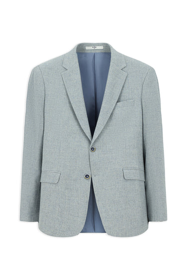 Açık Mavi Slim Fit Dar Kesim Desenli Yünlü Ceket