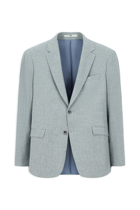 Açık Mavi 4 Drop Relaxed Fit Rahat Kesim Desenli Yünlü Ceket