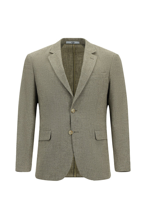 Orta Bej 4 Drop Relaxed Fit Rahat Kesim Desenli Yünlü Ceket