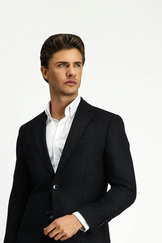  Siyah Slim Fit Dar Kesim Desenli Spor Yünlü Ceket