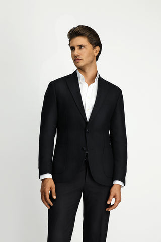  Siyah Slim Fit Dar Kesim Desenli Spor Yünlü Ceket