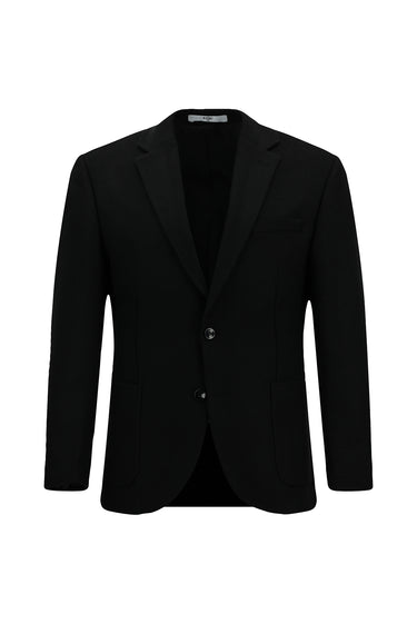 Siyah Slim Fit Dar Kesim Desenli Spor Yünlü Ceket
