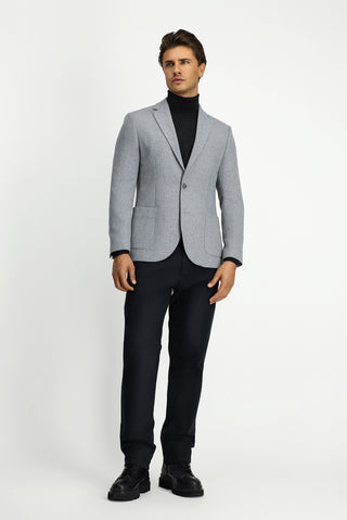  Orta Gri Slim Fit Dar Kesim Desenli Spor Yünlü Ceket