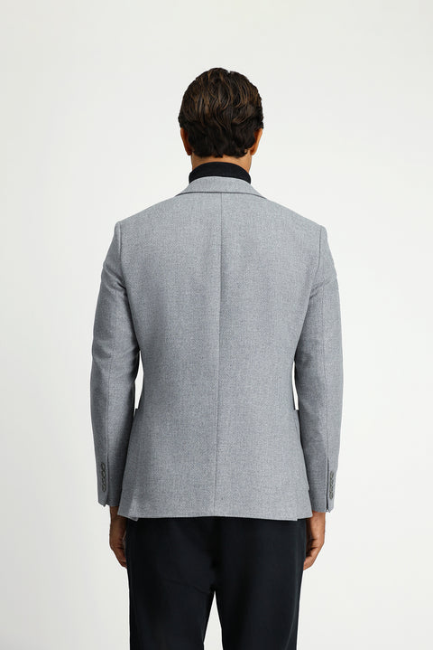 Orta Gri 7 Drop Slim Fit Dar Kesim Desenli Spor Yünlü Ceket