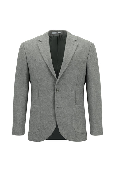 Orta Gri Slim Fit Dar Kesim Desenli Spor Yünlü Ceket