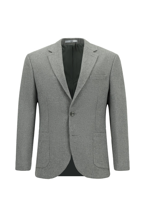 Orta Gri 7 Drop Slim Fit Dar Kesim Desenli Spor Yünlü Ceket