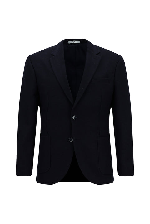 Koyu Lacivert 7 Drop Slim Fit Dar Kesim Desenli Spor Yünlü Ceket