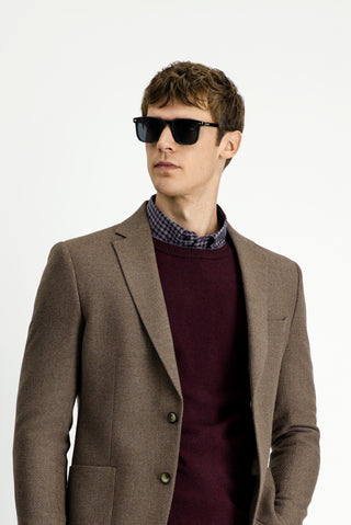  Açık Kahve  Slim Fit Dar Kesim Desenli Spor Yünlü Ceket