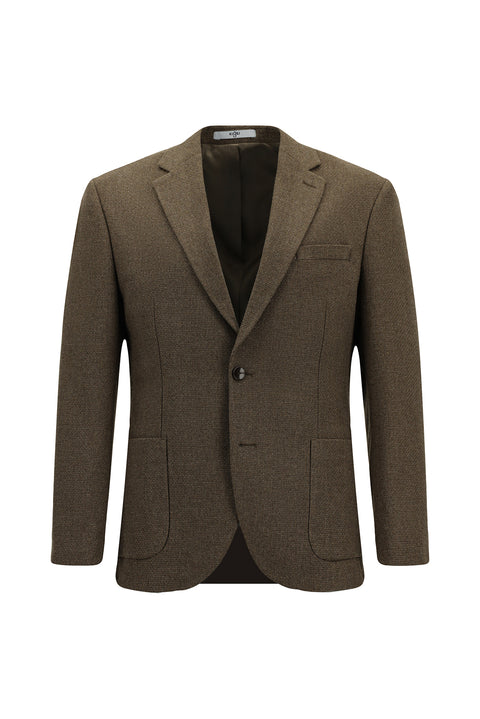 Açık Kahve  7 Drop Slim Fit Dar Kesim Desenli Spor Yünlü Ceket