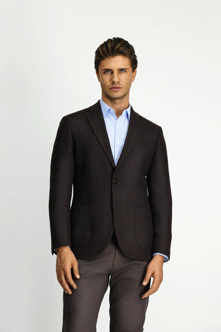  Koyu Kahve Slim Fit Dar Kesim Desenli Spor Yünlü Ceket