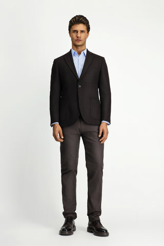  Koyu Kahve Slim Fit Dar Kesim Desenli Spor Yünlü Ceket