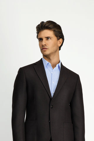  Koyu Kahve Slim Fit Dar Kesim Desenli Spor Yünlü Ceket