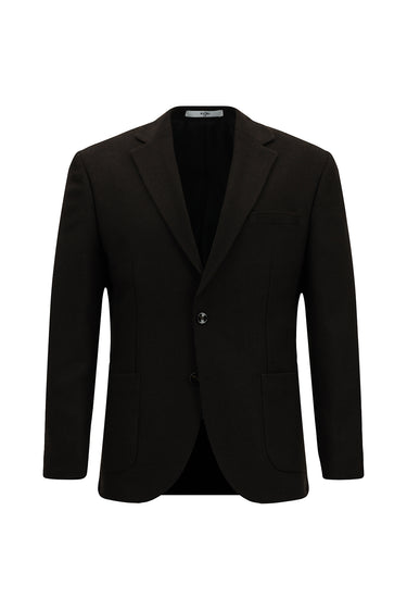 Koyu Kahve Slim Fit Dar Kesim Desenli Spor Yünlü Ceket