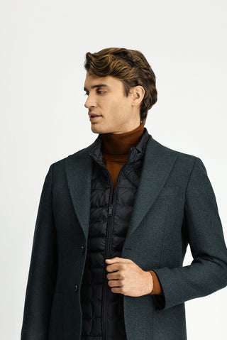  Koyu Yeşil Slim Fit Dar Kesim Yünlü Desenli Spor Ceket