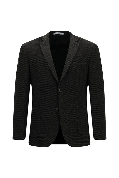 Koyu Antrasit 7 Drop Super Slim Fit Eksra Dar Kesim Desenli Spor Yünlü Ceket