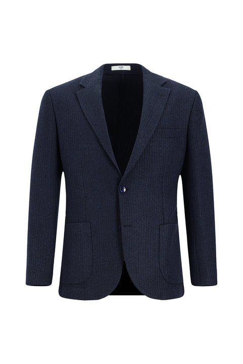 Orta Bej 7 Drop Slim Fit Dar Kesim Mono Yaka Torba Cep Yarım Astar Desenli Spor Yünlü Ceket