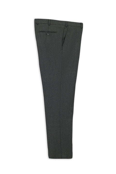 Koyu Füme 7 Drop Slim Fit Dar Kesim Yünlü Flanel Klasik Pantolon